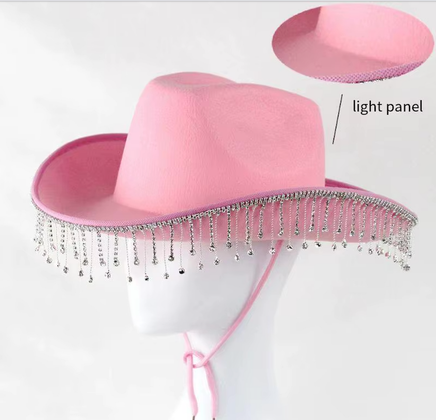 Rhinestone Cowgirl Hat Diamond Fringe Western Hat for Women