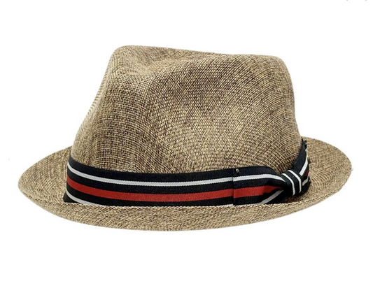 55% Linen 45% Cotton Fedora Men's Spring Summer Small Brim Light Weight with Fabric Band L2261