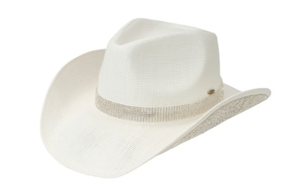 UPF 50+ Sun Protection Under Brim Rhinestone Patch Sparking Cowgirl Hat L0029