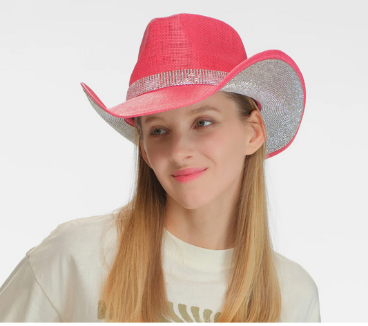 Under Brim Rhinestone Patch Sparking Cowgirl Hat