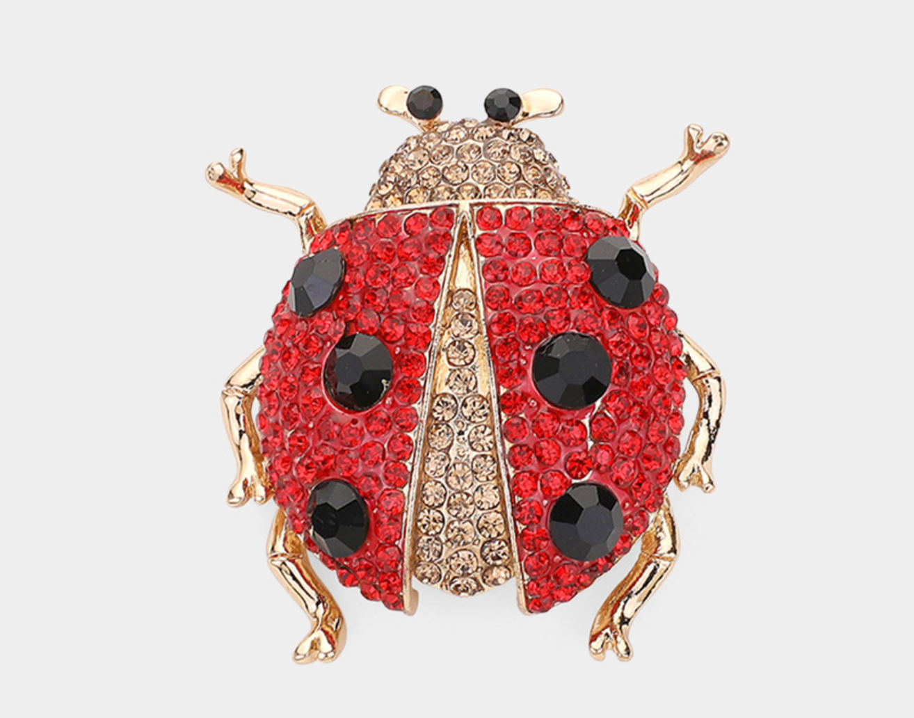 Women's Fashion Classic Fun Ladybug Rhinestone Brooches