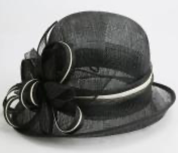 Tea Party Derby Church Sinamay Hat with Side Flower