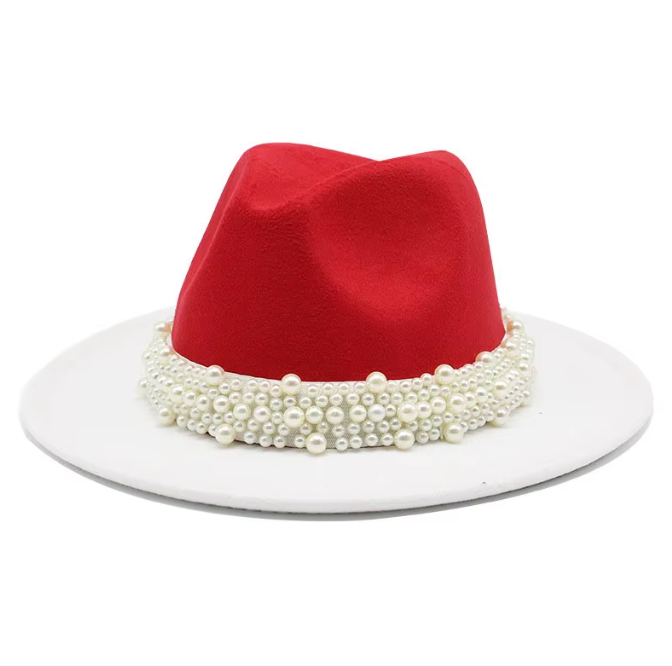 Women's Two Tone Fedora with Pearl Band