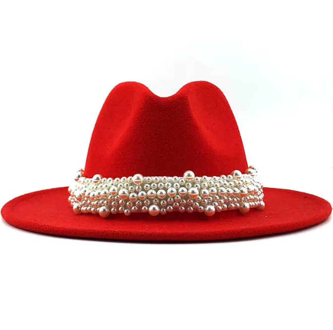 Women's Two Tone Fedora with Pearl Band