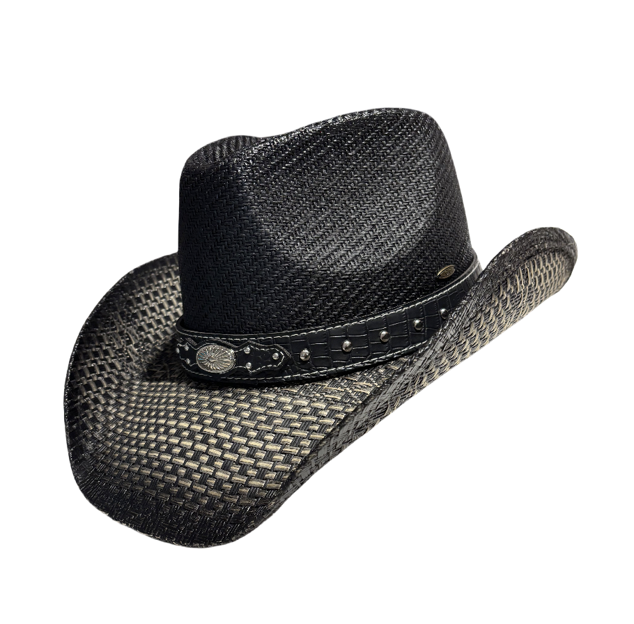 Unisex Cowboy UPF 50+ Sun Protection Black Beige with Elastic Sweatband L0024