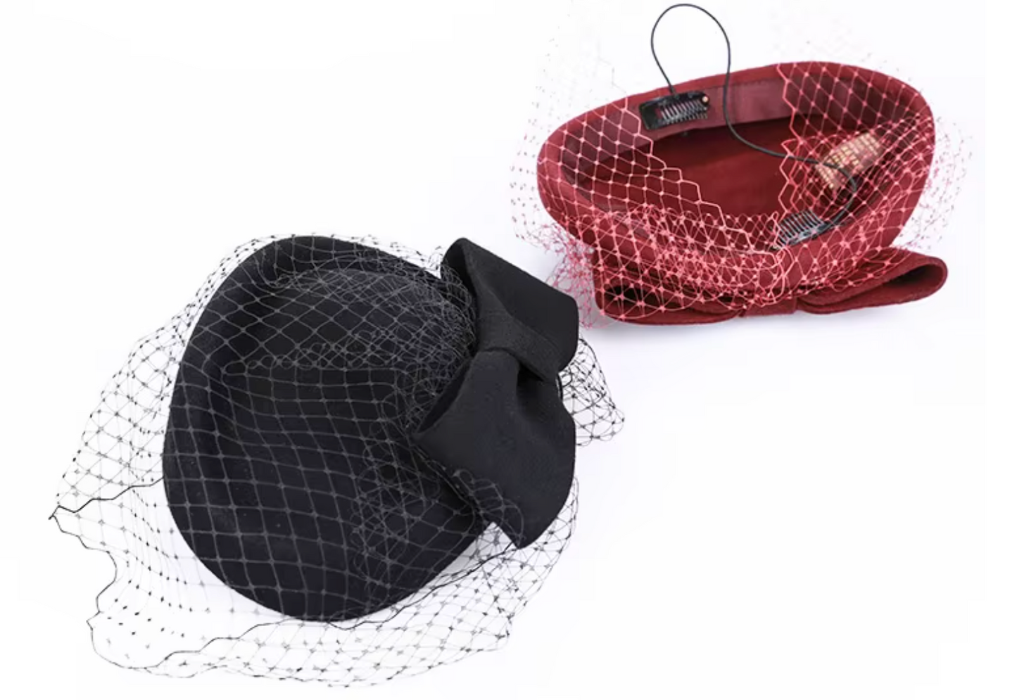 Women's Fashion Mesh Veil Wool Felt Dress Hat