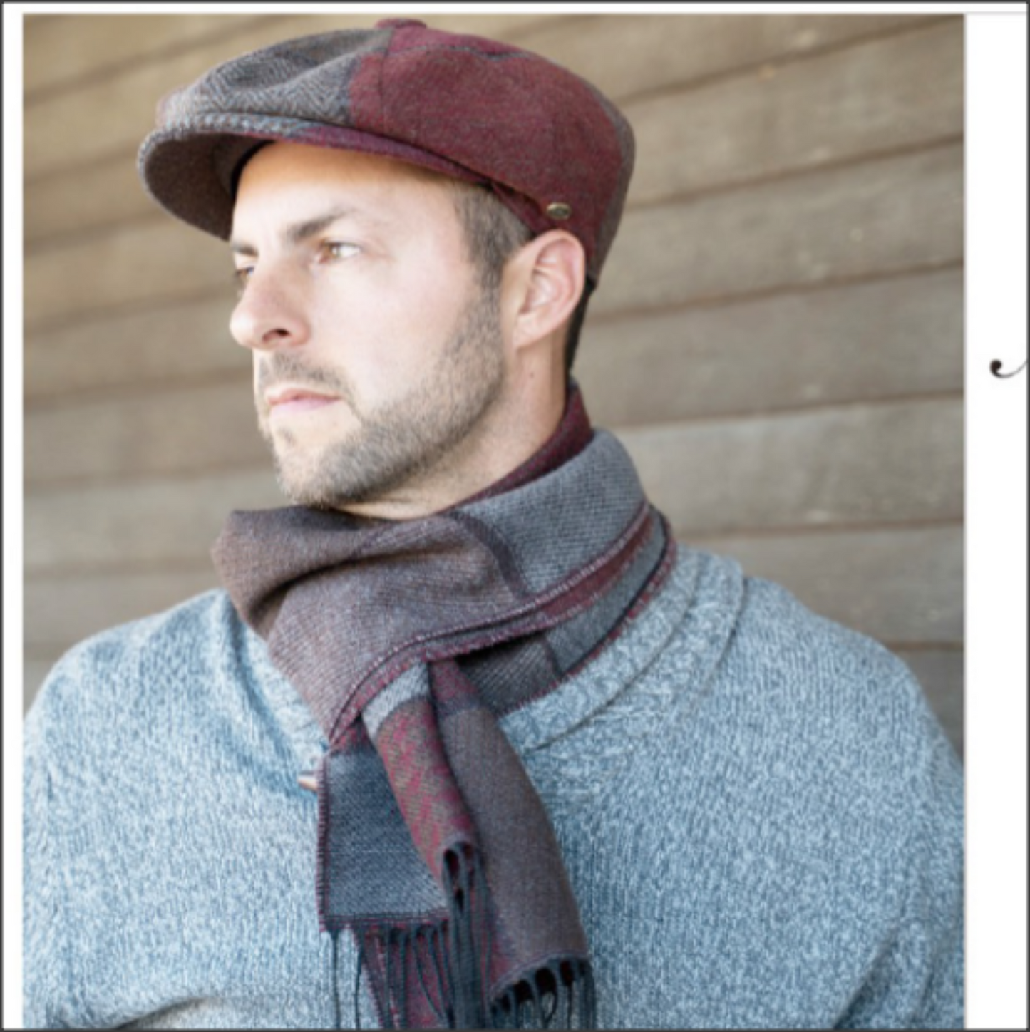 Wool Blend Patch Work Newsboy Cap With Quilted Satin Lining front snap button