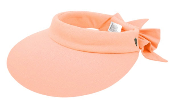 Women's Oversized Cotton Solid Color Visor 50+ Sun Protection With Back Bow 2722