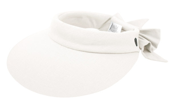 Women's Oversized Cotton Solid Color Visor 50+ Sun Protection With Back Bow 2722