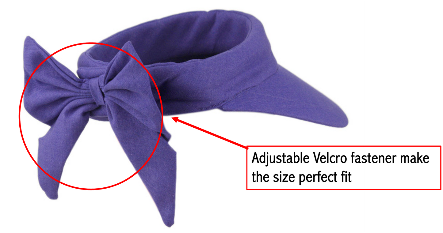 Women's Oversized Cotton Solid Color Visor 50+ Sun Protection With Back Bow 2722