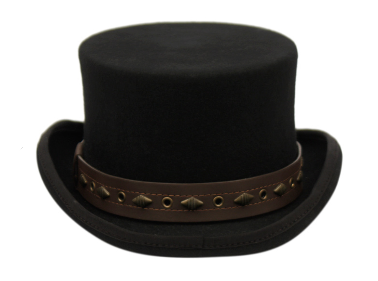 Men's Low Crown Steampunk Top Felt Performance Hat With PU Band L62