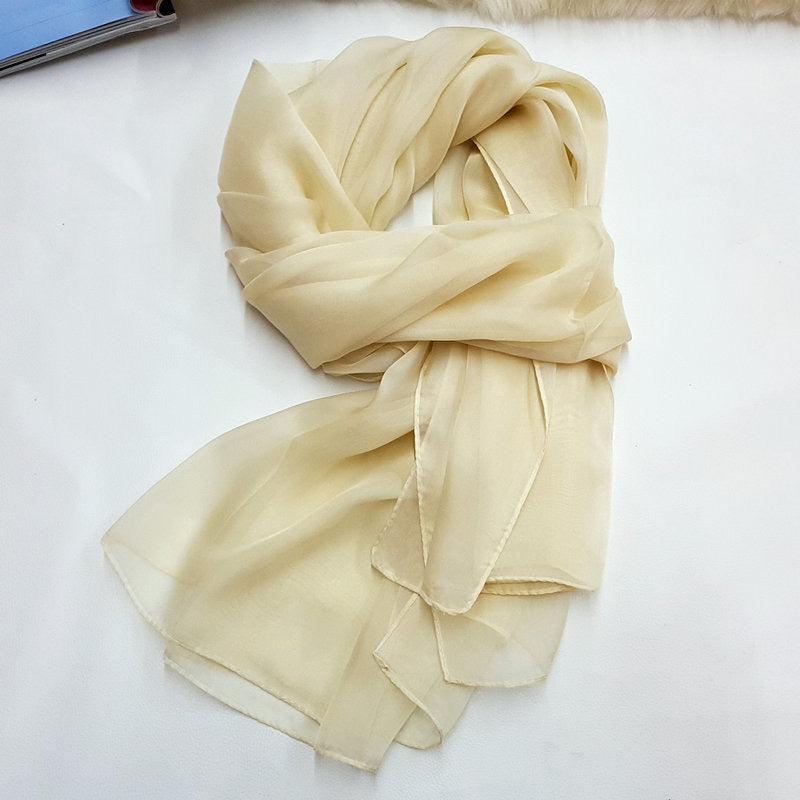 Women's 100% Silk Solid Color Light Weight Scarf Shawl