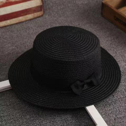 Small Brim Women's Round Flat Top Sun Hat For Spring Summer