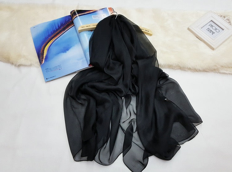 Women's 100% Silk Solid Color Light Weight Scarf Shawl