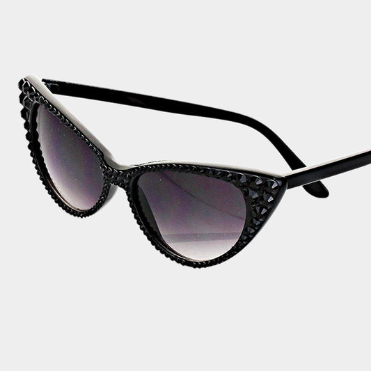 Crystal Cat Eye Sunglasses with UV Protection