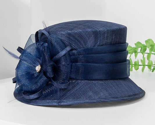 Cute Small Brim Church Hat Tea Party with Side Polyester Bow L 6010