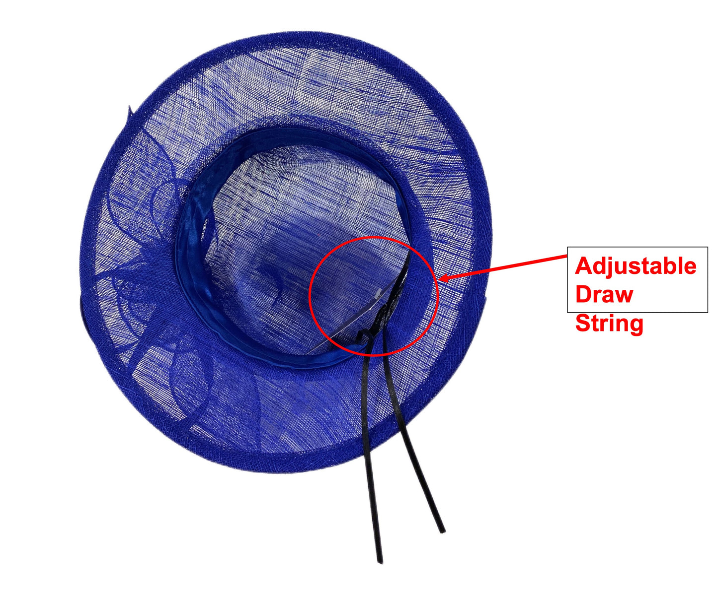 Women's Wider Brim Sinamay Church Derby Hat Flower Feather Trim with adjustable drawstring L62900