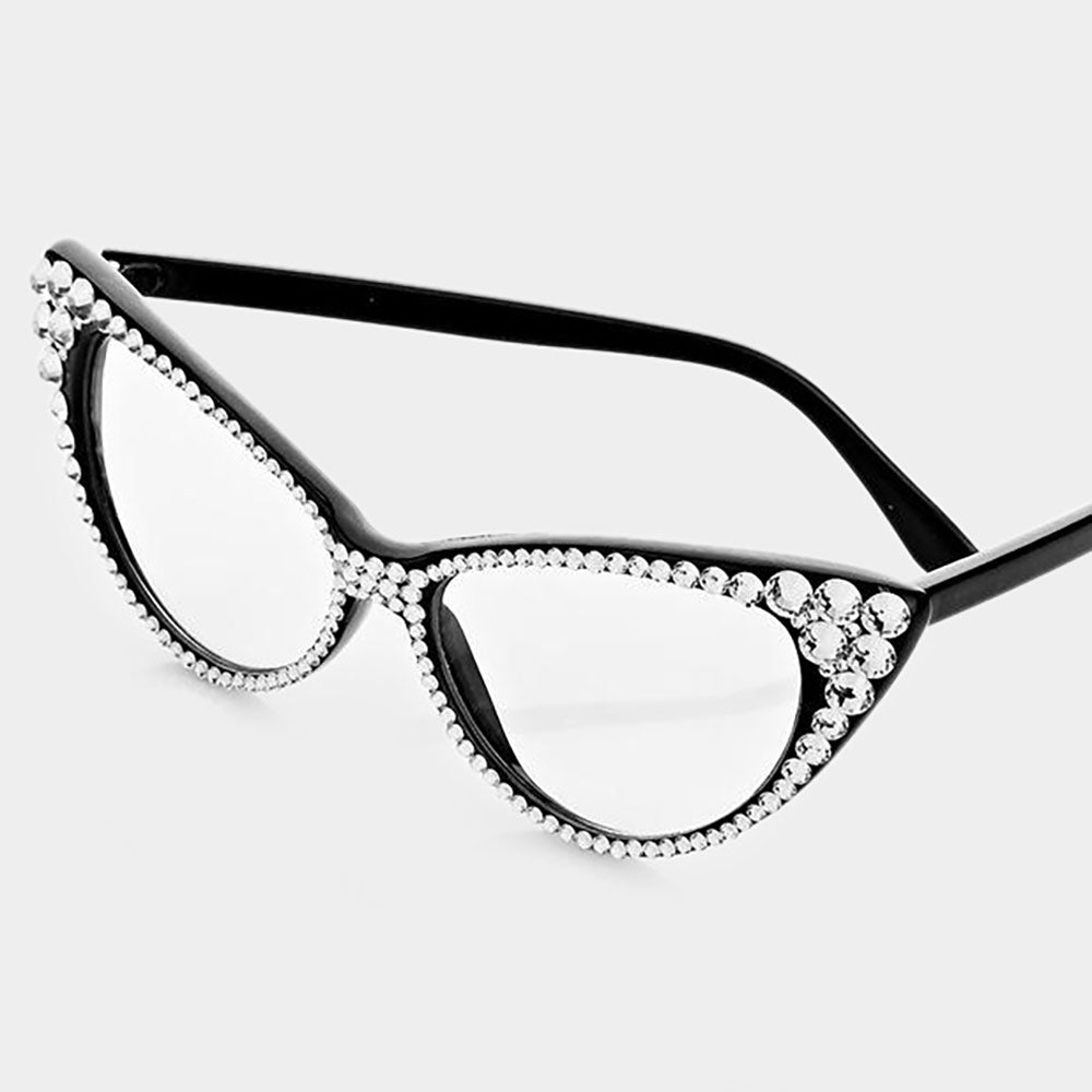 Women's Crystal Cat Eye Clear Lens Sunglasses Style L519651