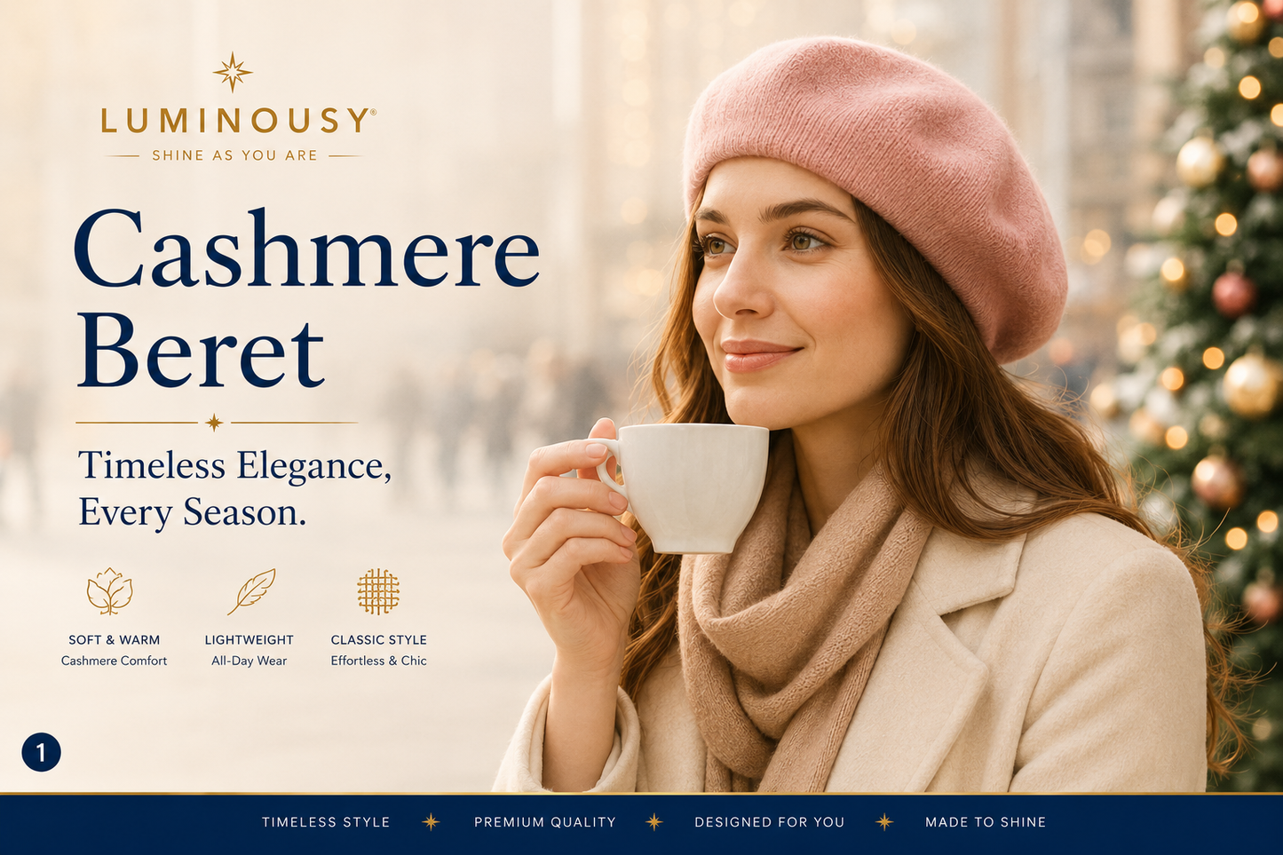 Unisex 100% Cashmere Beret French Style Hat L001