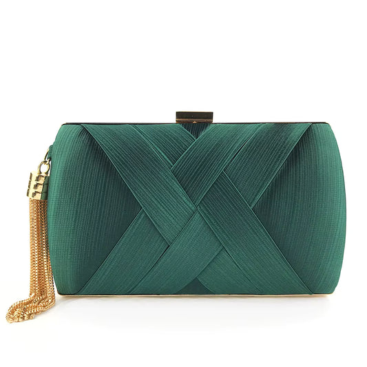 Hard Shell Evening Party Solid Color Bags for Women Satin Purses Wedding Bag 11001