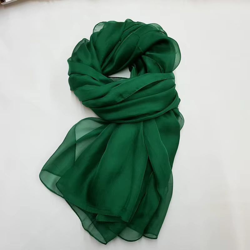 Women's 100% Silk Solid Color Light Weight Scarf Shawl