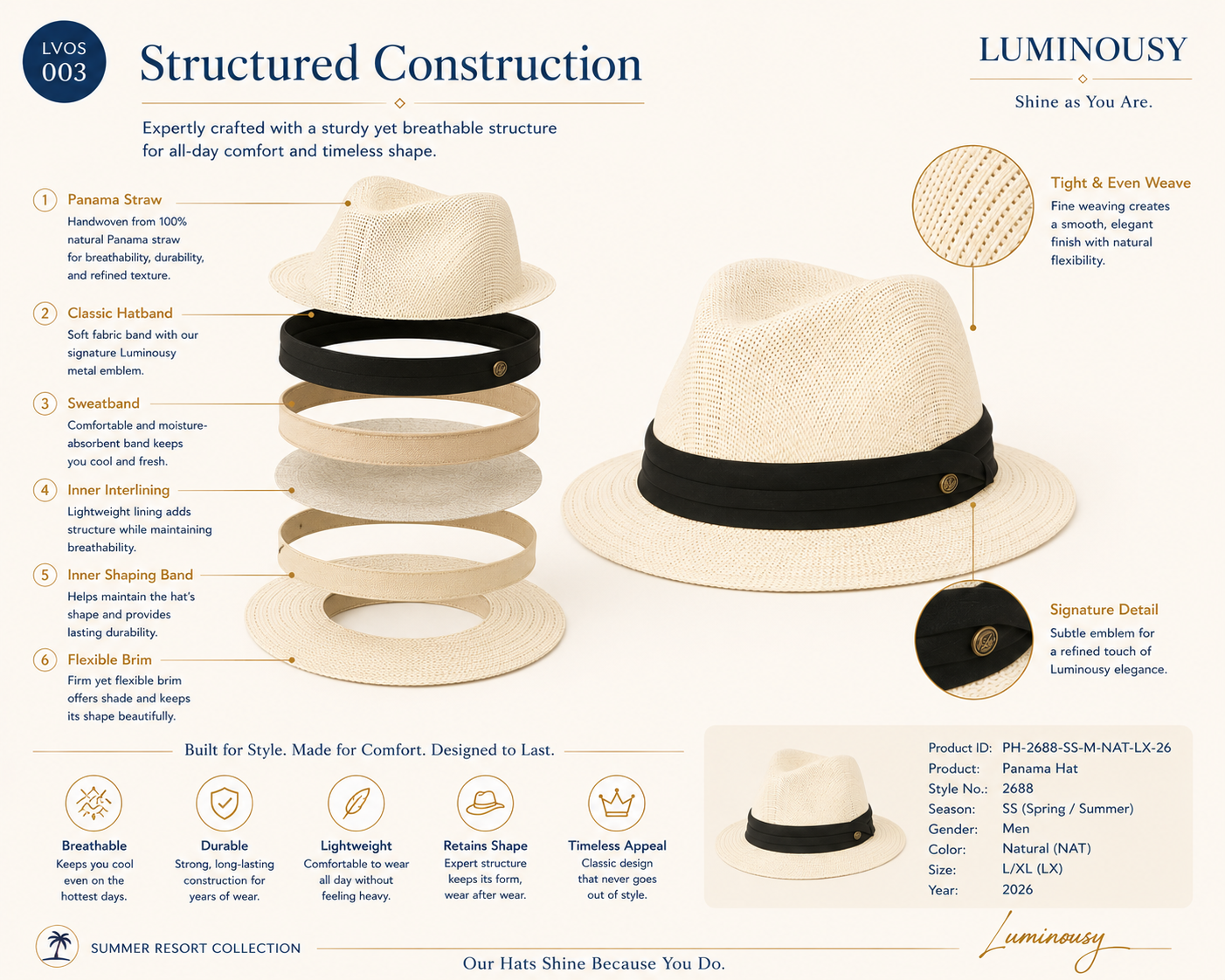 Unisex Panama Paper straw Small Brim hats L2688