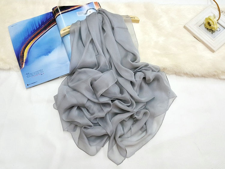 Women's 100% Silk Solid Color Light Weight Scarf Shawl