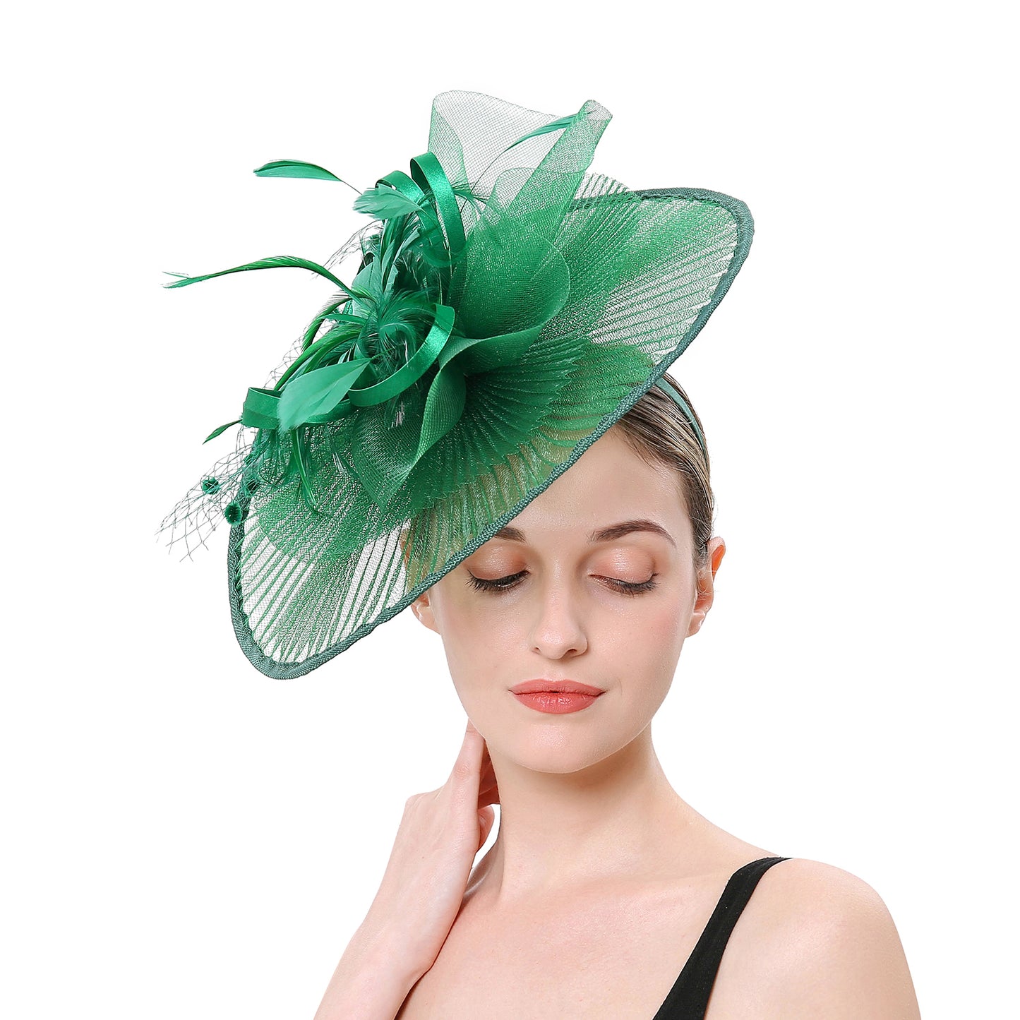 Women's Big Size Feather Round Chic Net Fascinator 5451