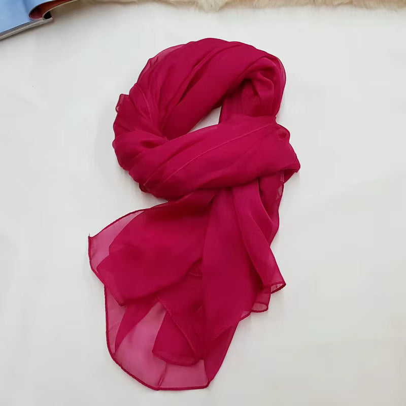 Women's 100% Silk Solid Color Light Weight Scarf Shawl
