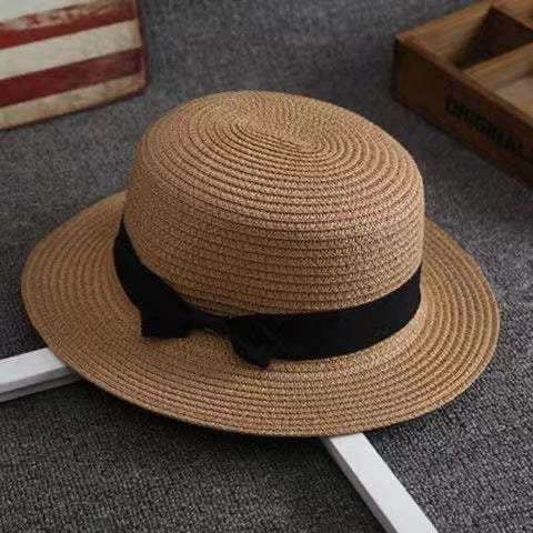 Small Brim Women's Round Flat Top Sun Hat For Spring Summer