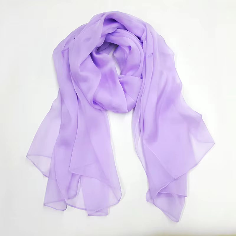 Women's 100% Silk Solid Color Light Weight Scarf Shawl