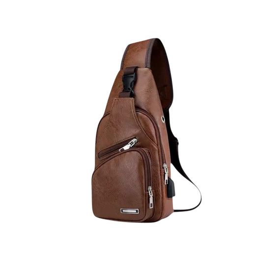 Men's Faux Leather Crossbody Chest Bag