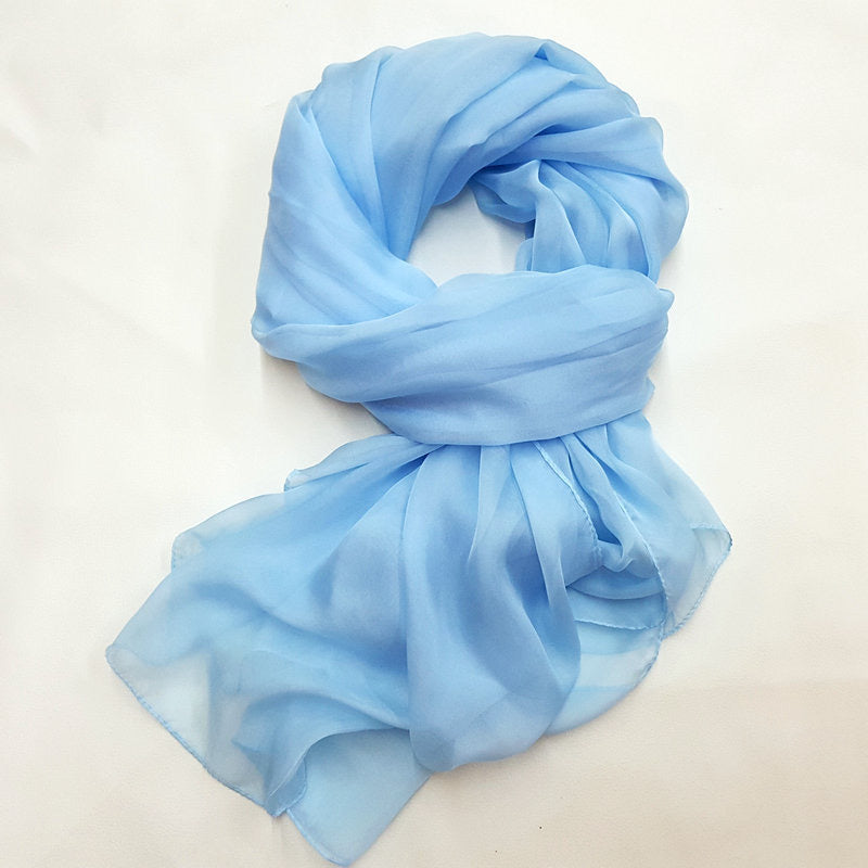 Women's 100% Silk Solid Color Light Weight Scarf Shawl