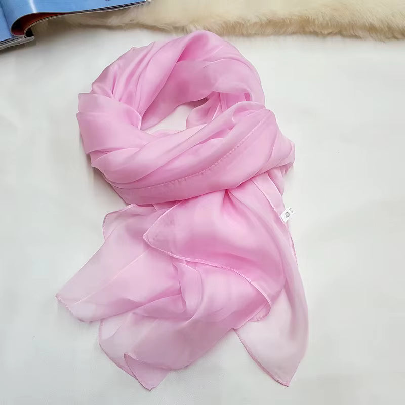 Women's 100% Silk Solid Color Light Weight Scarf Shawl
