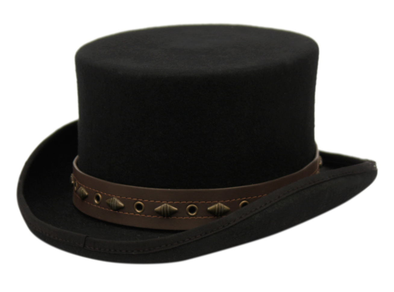 Men's Low Crown Steampunk Top Felt Performance Hat With PU Band L62