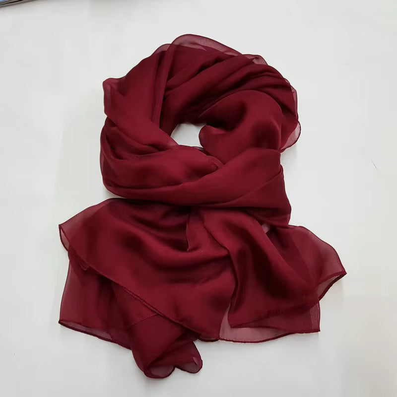 Women's 100% Silk Solid Color Light Weight Scarf Shawl