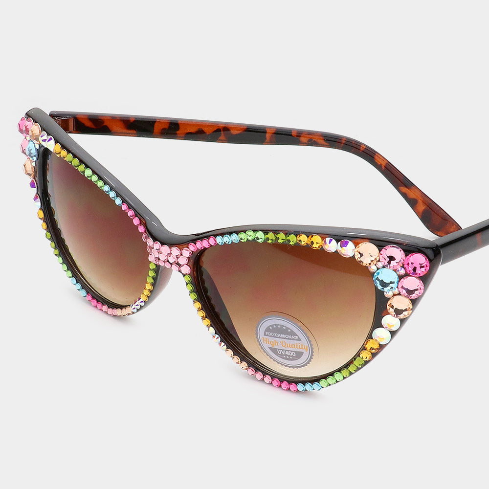 Women's Crystal Cat Eye Clear Lens Sunglasses Style L519651