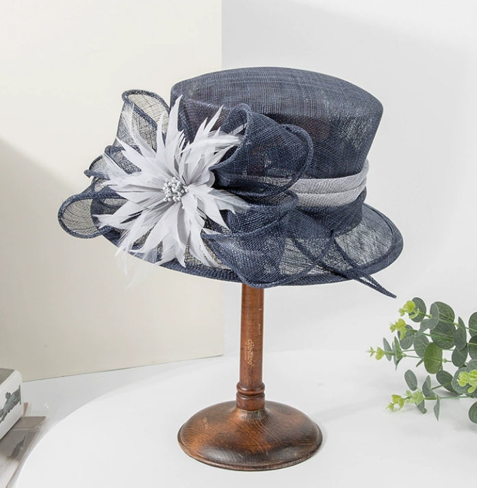 Small Brim Two Tone Sinamay Dressy Church Derby Hat Light Weight