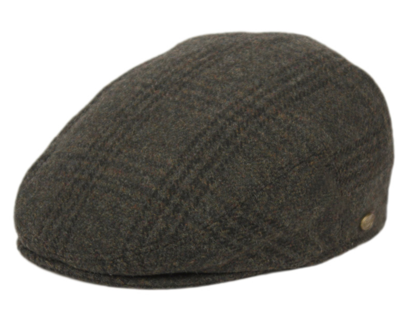 Men's Narrow Fit Tweed Herringbone Wool Patch Work Plaid Ivy Caps W/Cloth Fabric Lining