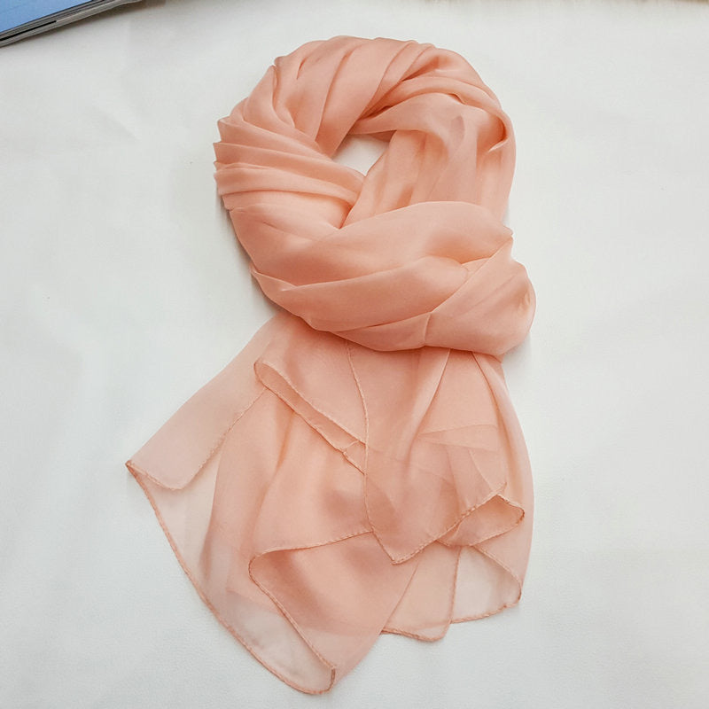 Women's 100% Silk Solid Color Light Weight Scarf Shawl
