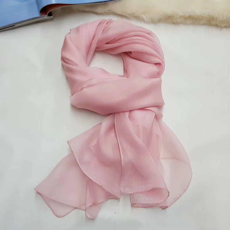 Women's 100% Silk Solid Color Light Weight Scarf Shawl