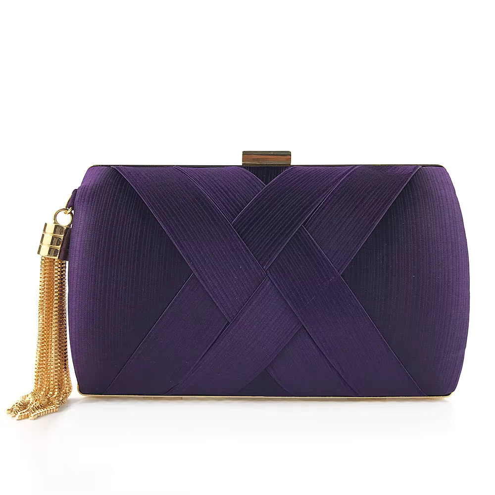 Hard Shell Evening Party Solid Color Bags for Women Satin Purses Wedding Bag 11001