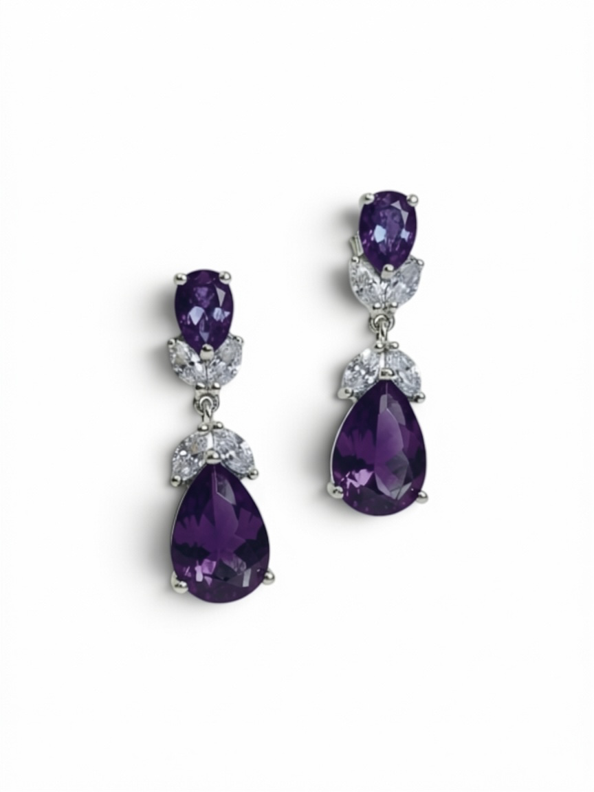 Women's AAA Cubic Zirconia Earring Short Length 1 ¼''X⅜''