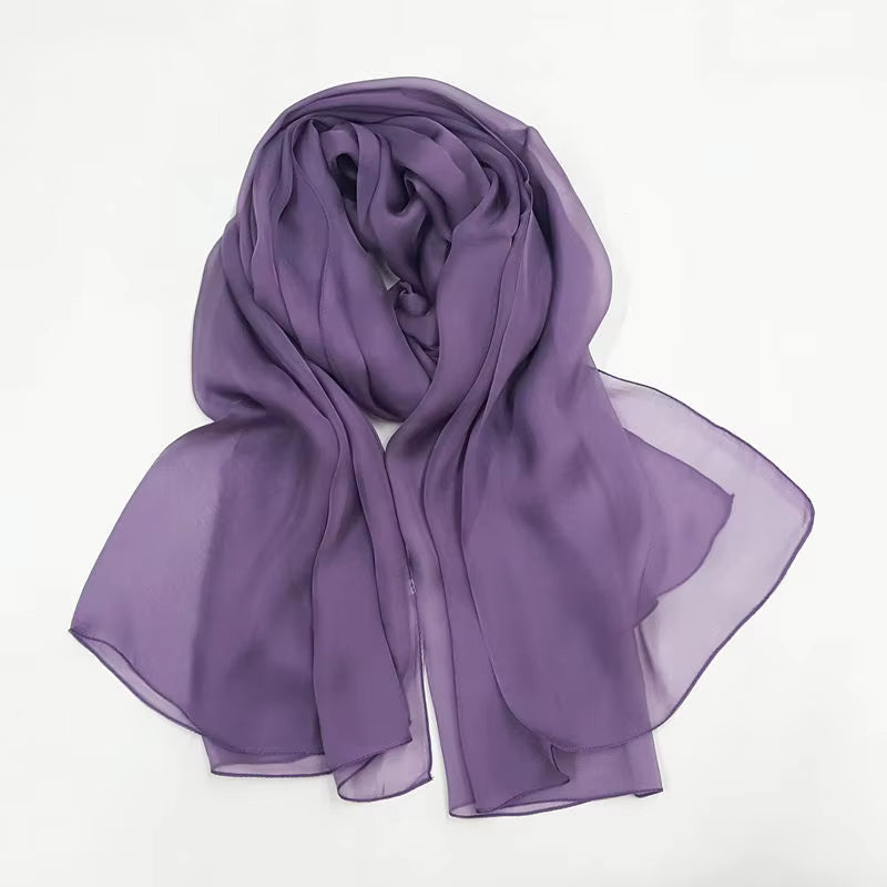 Women's 100% Silk Solid Color Light Weight Scarf Shawl