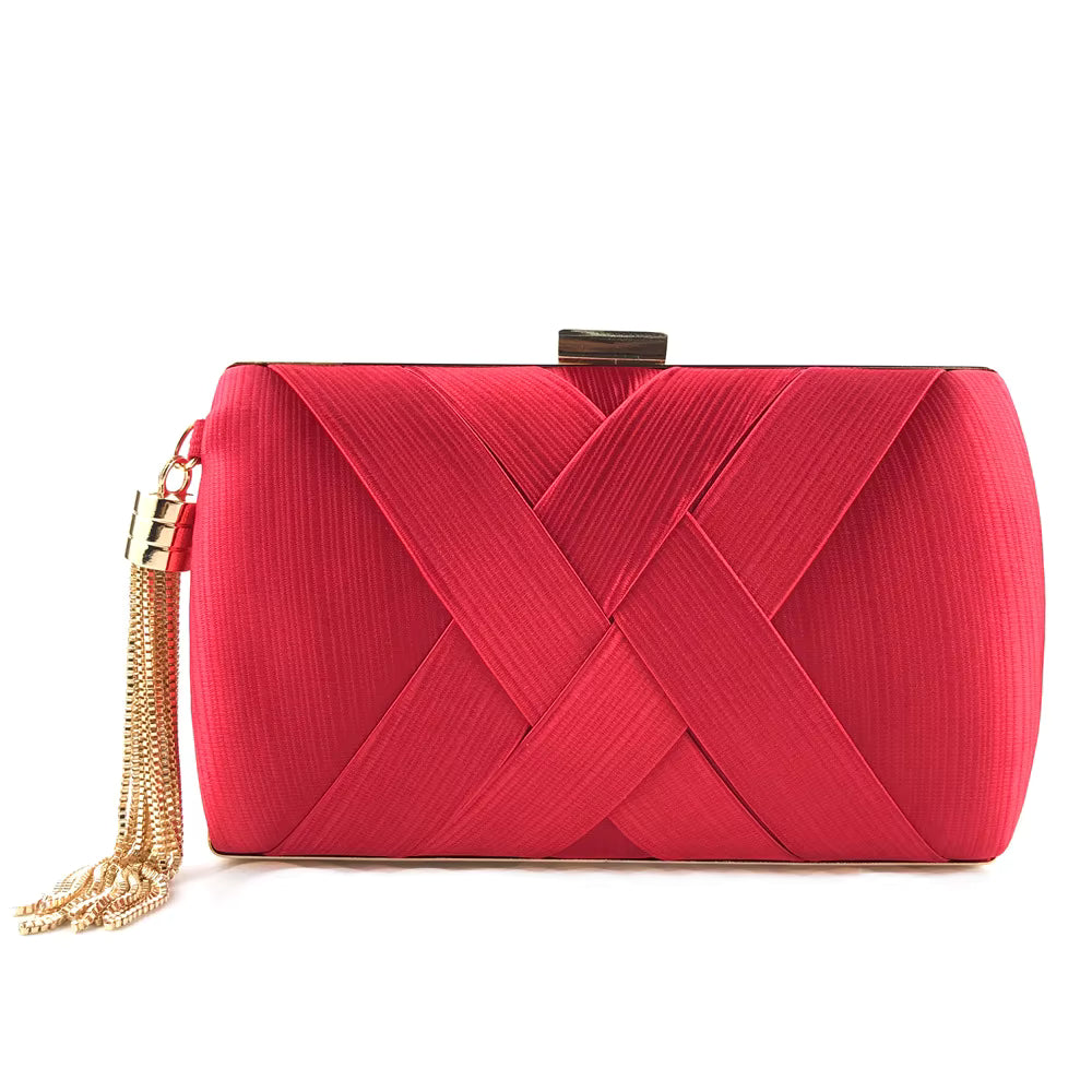 Hard Shell Evening Party Solid Color Bags for Women Satin Purses Wedding Bag 11001