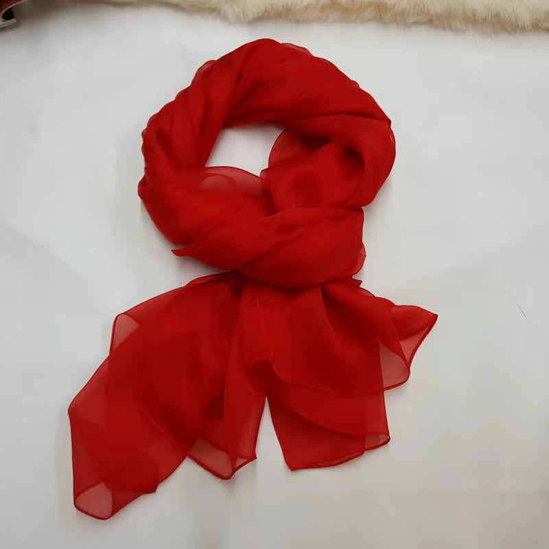 Women's 100% Silk Solid Color Light Weight Scarf Shawl