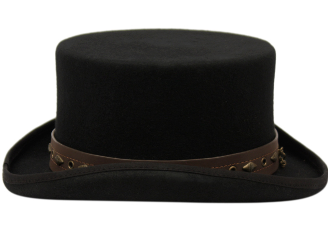 Men's Low Crown Steampunk Top Felt Performance Hat With PU Band L62