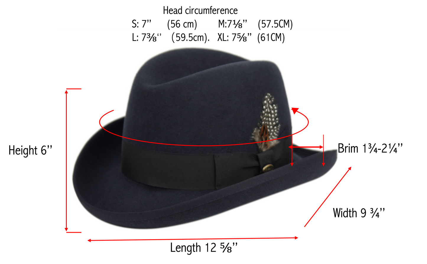 Men's Top Hat Godfather Homburg Derby Stiff Wool Felts Hats L31
