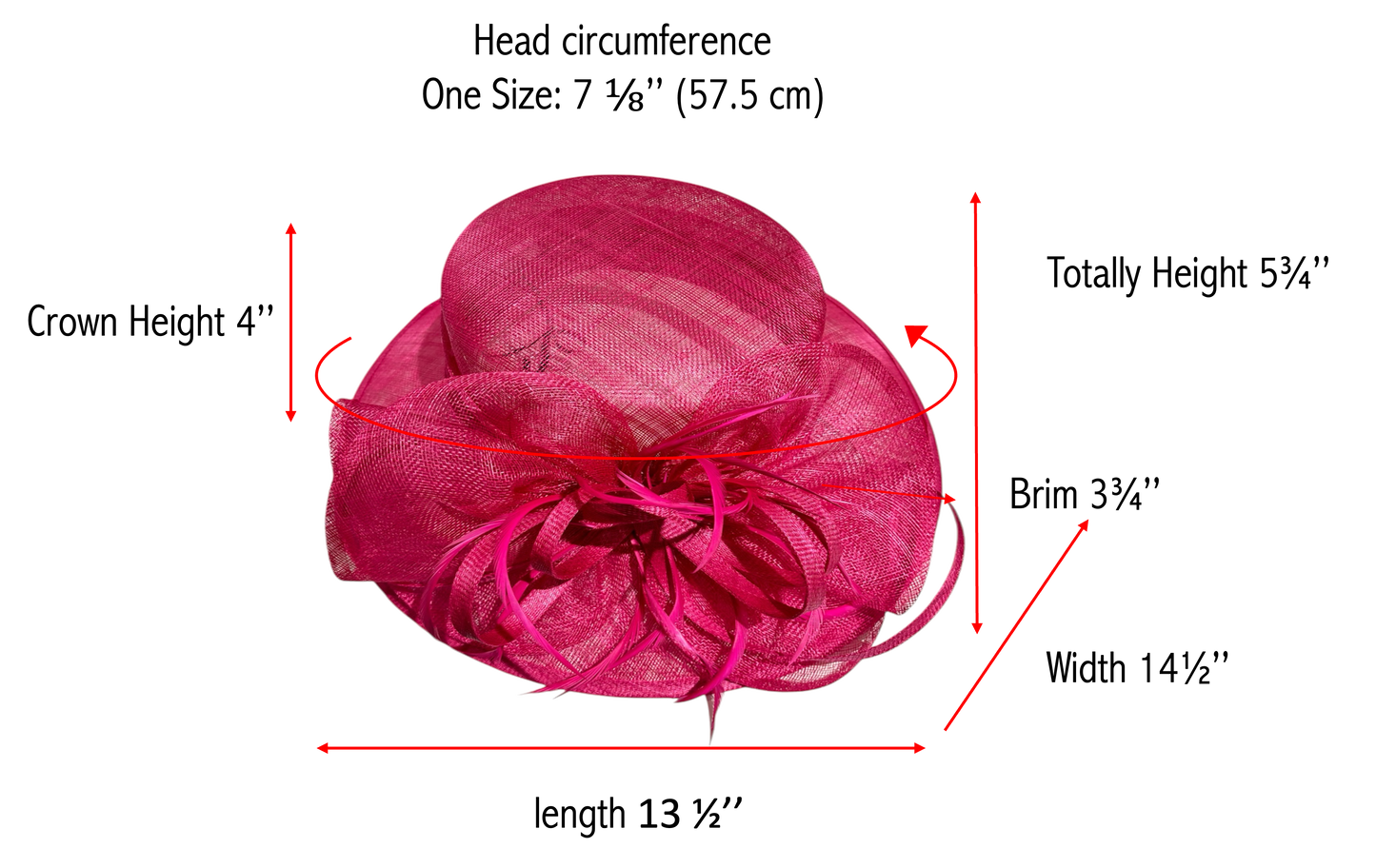 Women's Wider Brim Church  Derby Tea Party Hats with Flower & Feather L6002
