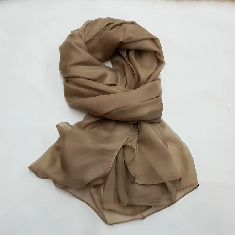 Women's 100% Silk Solid Color Light Weight Scarf Shawl